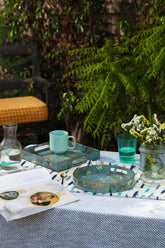 Alamkari India MDF Wood Bloomy- Gloomy Wooden Enamel Tray